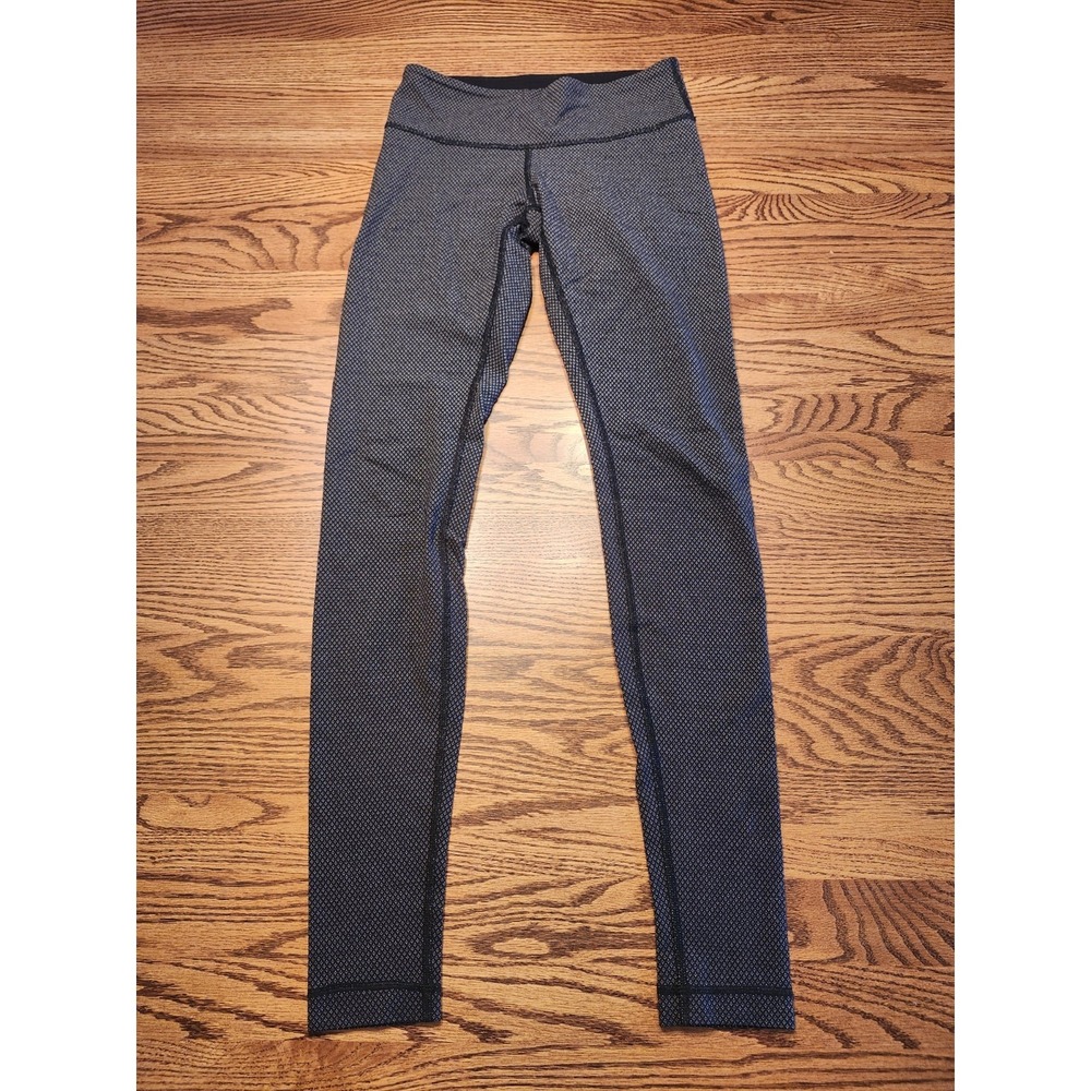 Lululemon Wunder Under Full Length Leggings Womens Size 4 Black Diamond Dot